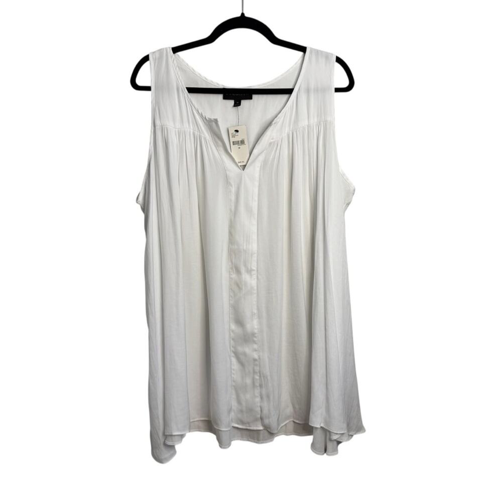 Lane Bryant V Neck White Sleeveless Plus Size Top NWT